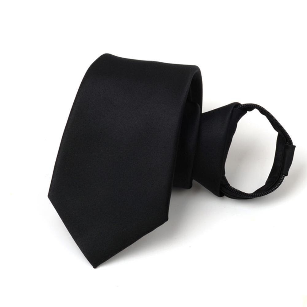 Corbata de cremallera perezosa para hombre, corbata negra informal, corbata mate, corbata negra personalizada para caballero