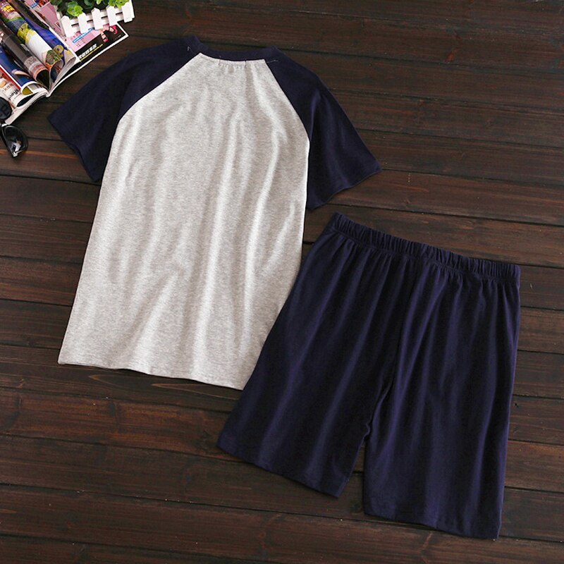 Pantalones cortos de algodón de estilo fino para hombre, 100% de manga corta, para el hogar, traje de pijama a juego de Color coreano, ropa de casa informal