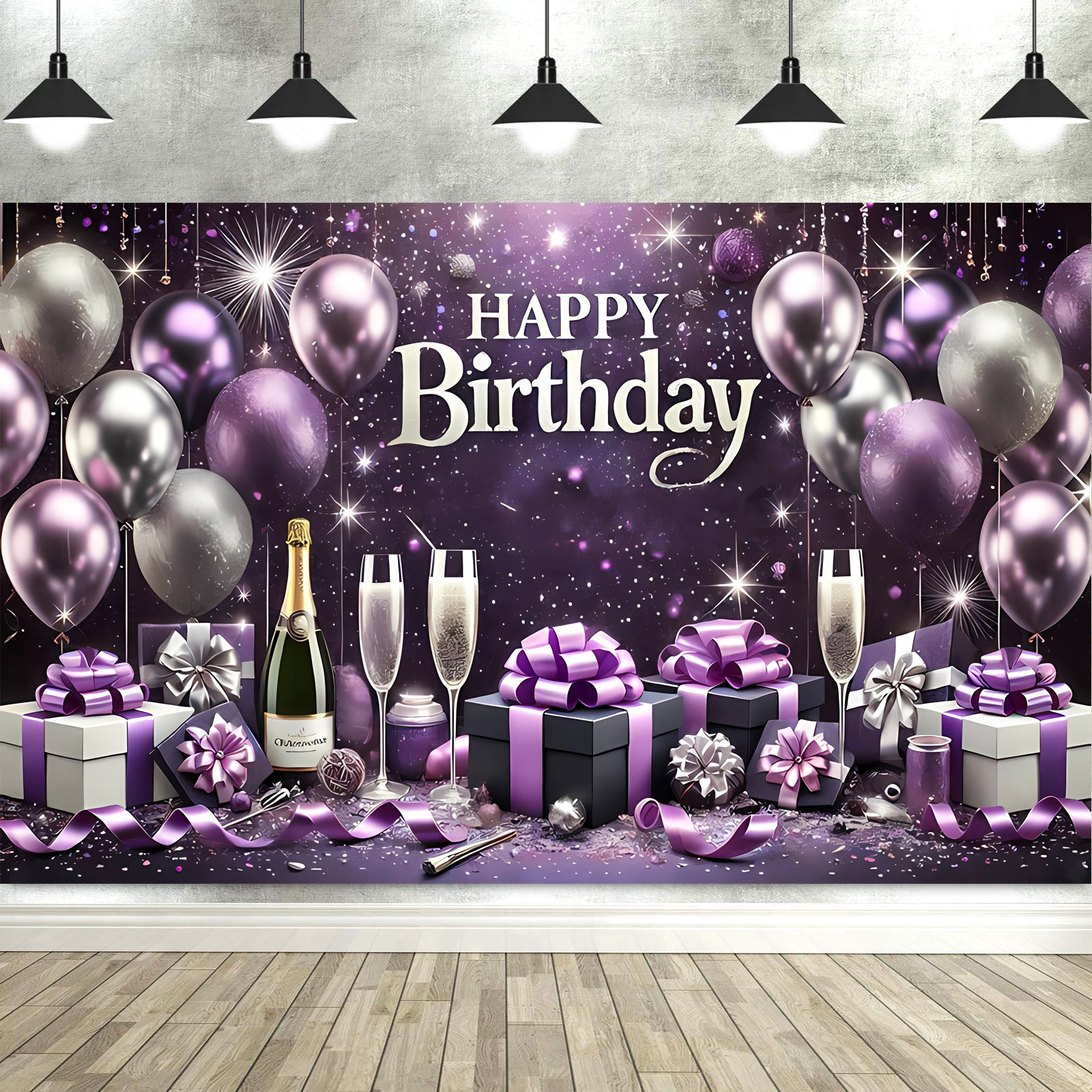 Dewprint Happy Birthday Backdrop Banner for Women Party Decorations Photoshoot Photography Background Curtains Screen Props: light brown / 150*150