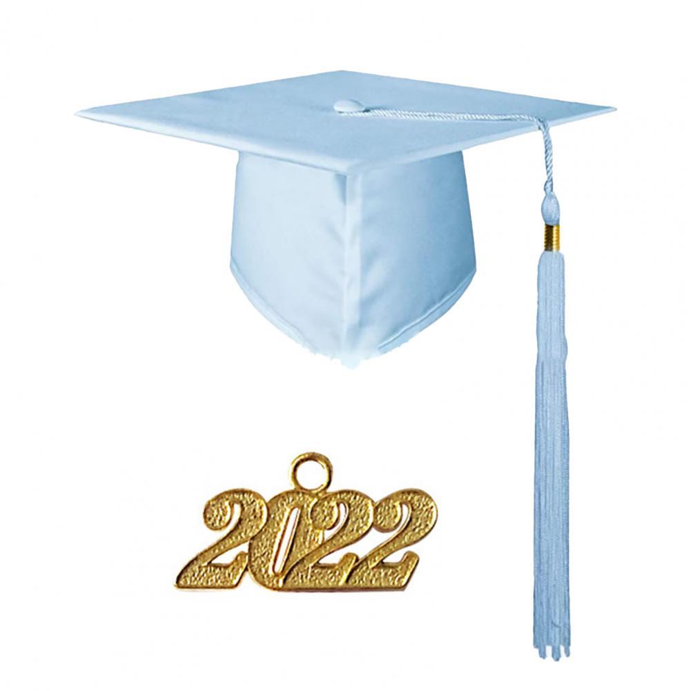 Memorable Adult Bachelor Graduation Cap With Tassels Fabric Coloful University Doctor Academic Graduation Hat for Student: Sky Blue