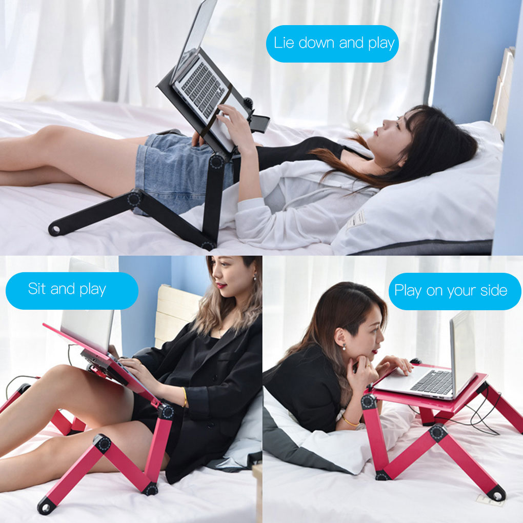 Adjustable Laptop Desk Stand Portable Metal Ergonomic Lap Desk For TV Bed Sofa PC Notebook Table Desk Stand With Mouse Pad