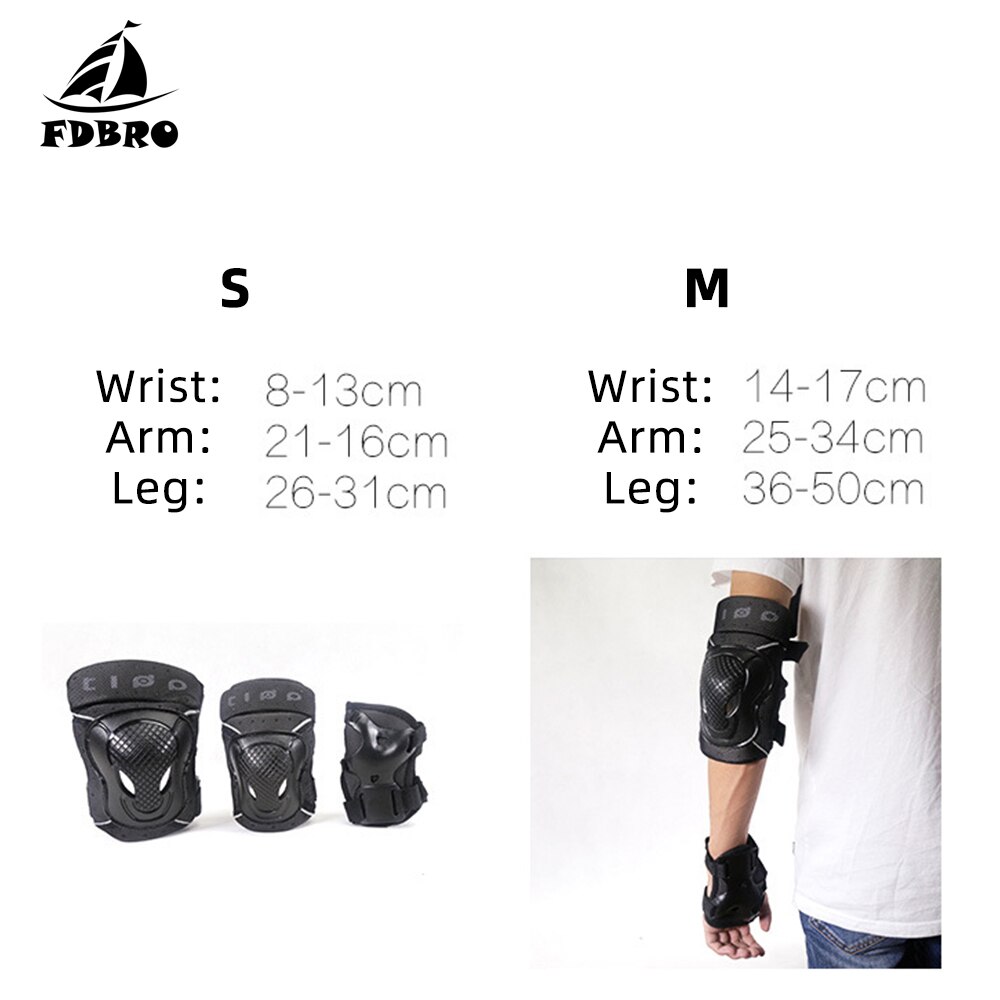 Fdbro voksen barn rulleskøyter skateboarding ski beskyttelse 6 in 1 sett håndledd albue- og knebeskyttere sett ekstremsport sikkerhetsbeskytter