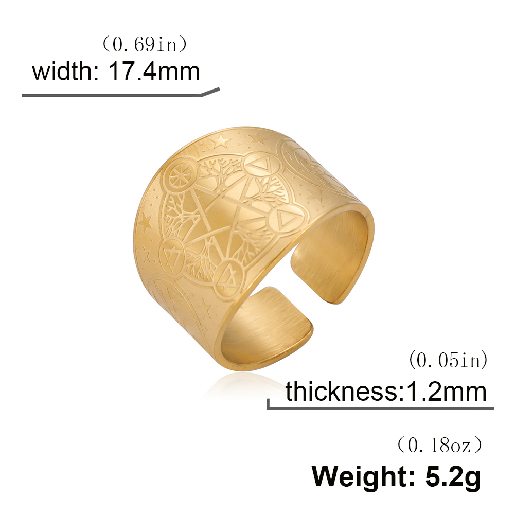 Anello da strega con pentagramma Wicca Anello con pentacolo pagano dell'albero della vita Amuleto dell'eternità e dell'infinito Gioielli religiosi in acciaio inossidabile