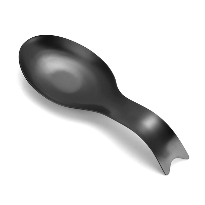 Brushed Finish Stainless Steel Spoon Countertop Spatula Ladle Holder Exquisite Kitchen Utensil Spoon Rest Holder Dishwasher F92B: black