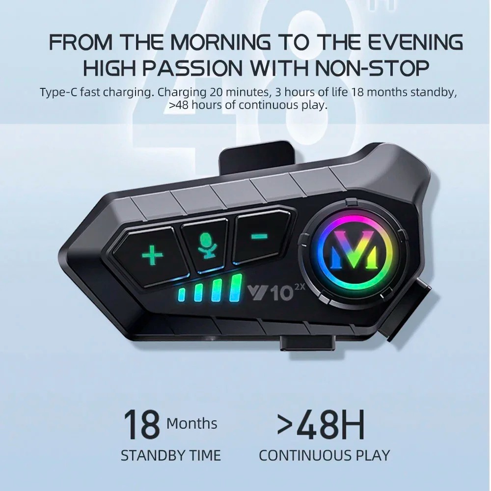 Motorrad Helm Intercom Bluetooth Headset Wasserdichte Drahtlose Freisprecheinrichtung Interphone Helm Lautsprecher Kopfhörer Kopfhörer