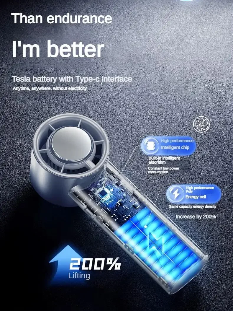 Handhållen bärbar fläkt med 199- hastigheter, skrivbordsfläkt med usb-kylning, kylfläkt med led-display för hemmakontor, resor