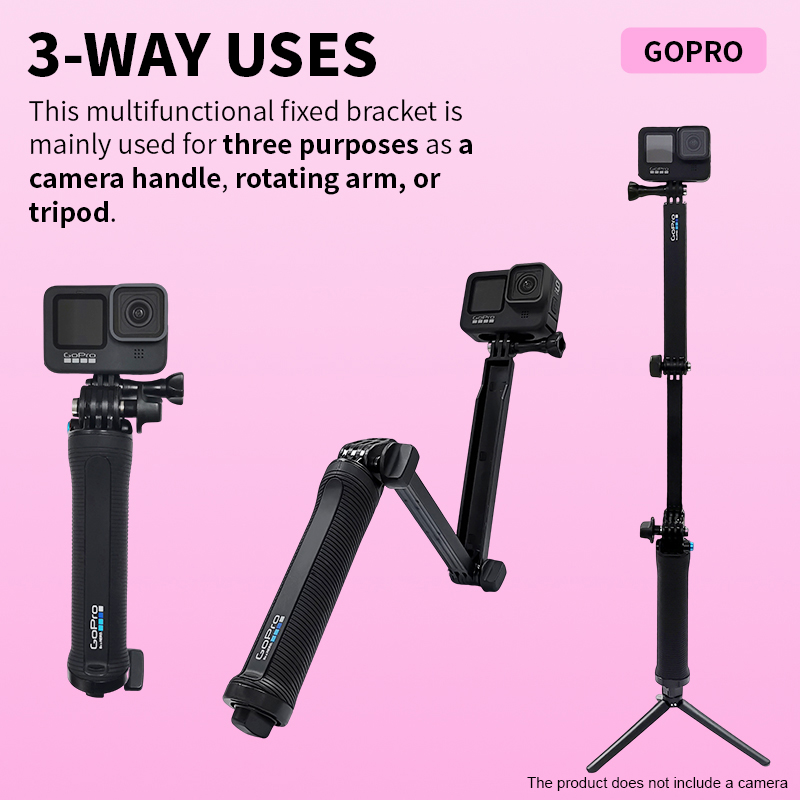 GoPro 3-Way HERO 12, 11, 10, 9, 8, 7, 6 MAX, cámara de acción, accesorios originales, palo de Selfie impermeable, trípode Go Pro, agarre de mano flotante