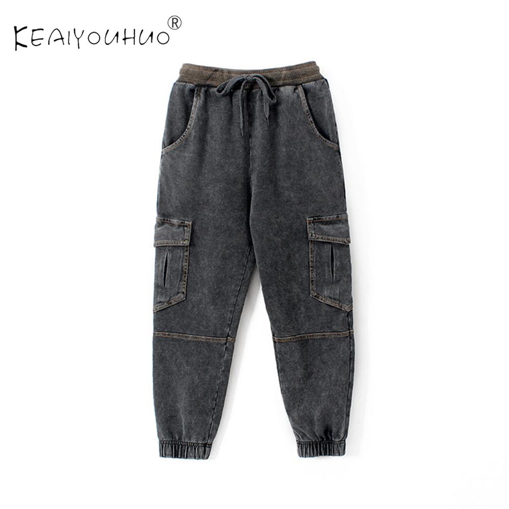 Mode Jongens Jeans Sport Broek Multi-Pocket Jeans Effen Kleur Jongen Kleding Elastische Jeans Voor Jongens Kinderen Kleding 5-12 Leeftijd