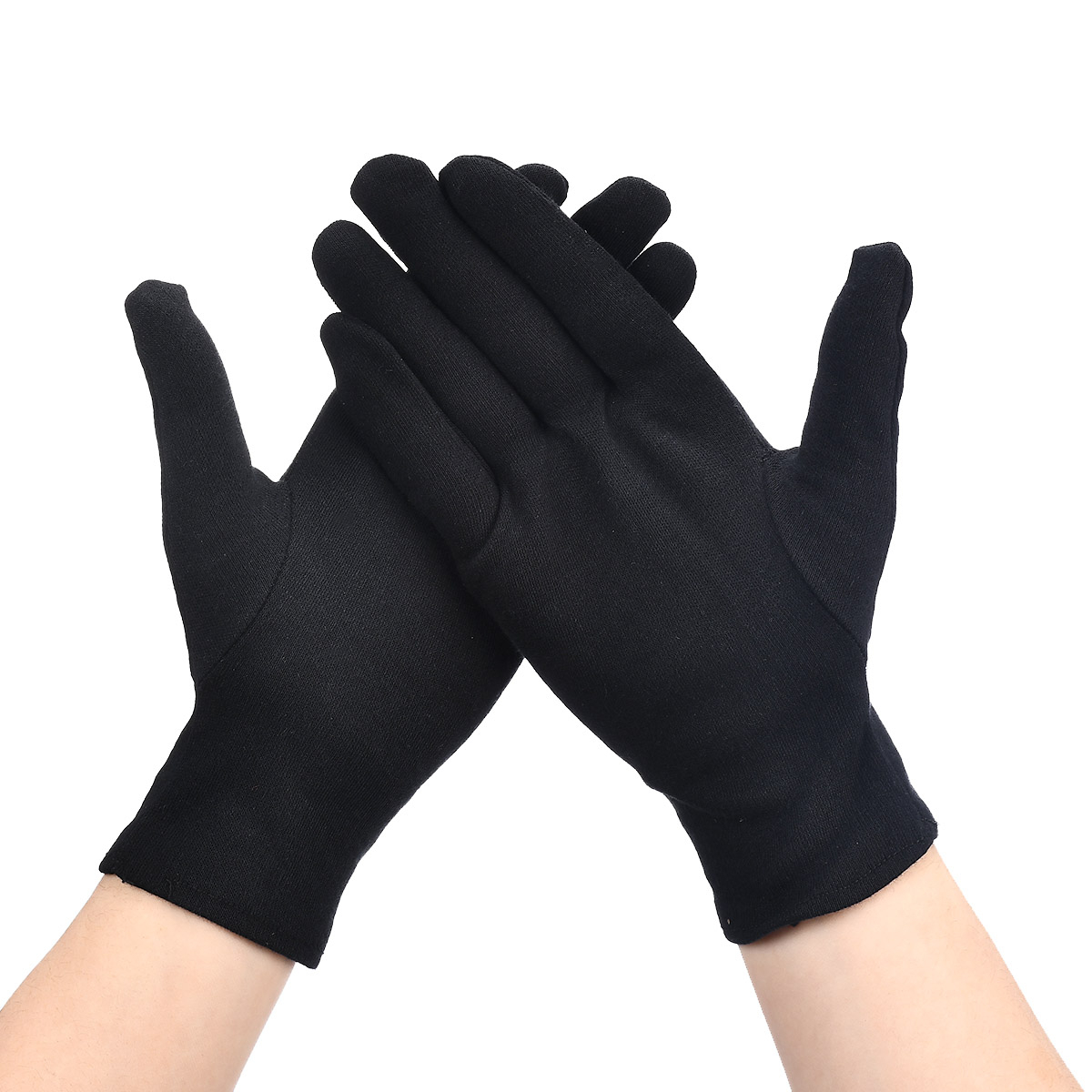 Gants en coton fin extensible | 1 paire de gants noirs d'étiquette, gants de conduite, jardin main cuisine nettoyage ménage bijoux serrés
