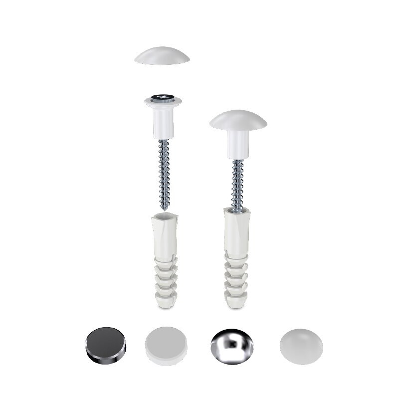 Stalen schroef plat/rond chroom rond deksel (accessoires bevestigingsset ) 12 stuks set)