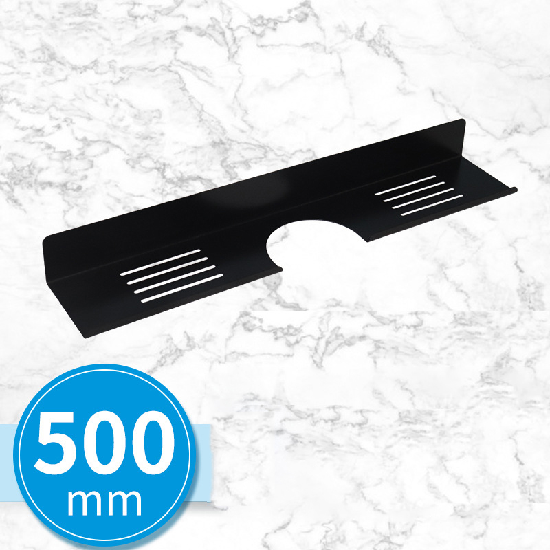 30-50cm Bathroom Shelf Stainless Steel Wall-Mounted Faucet Mirror Front Shelves Punch-free Cosmetic Storage Shelf Accessories: 50 groove black