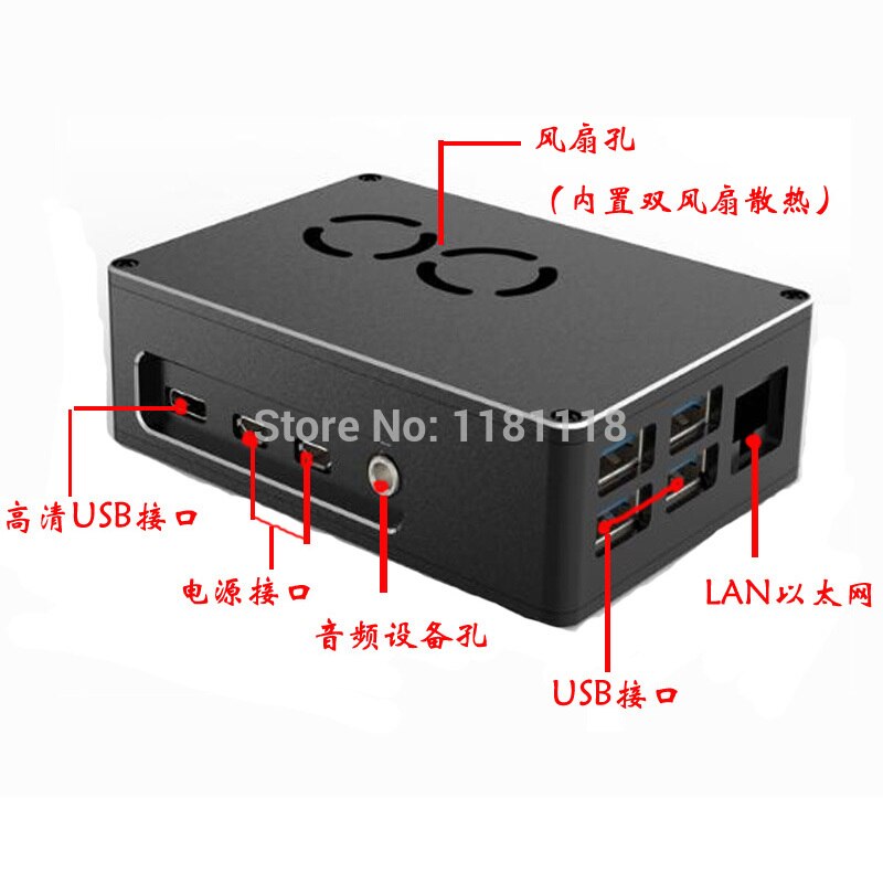 Raspberry Pi 4 Model B 4 Aluminum Metal Case with Dual Fan Heatsink