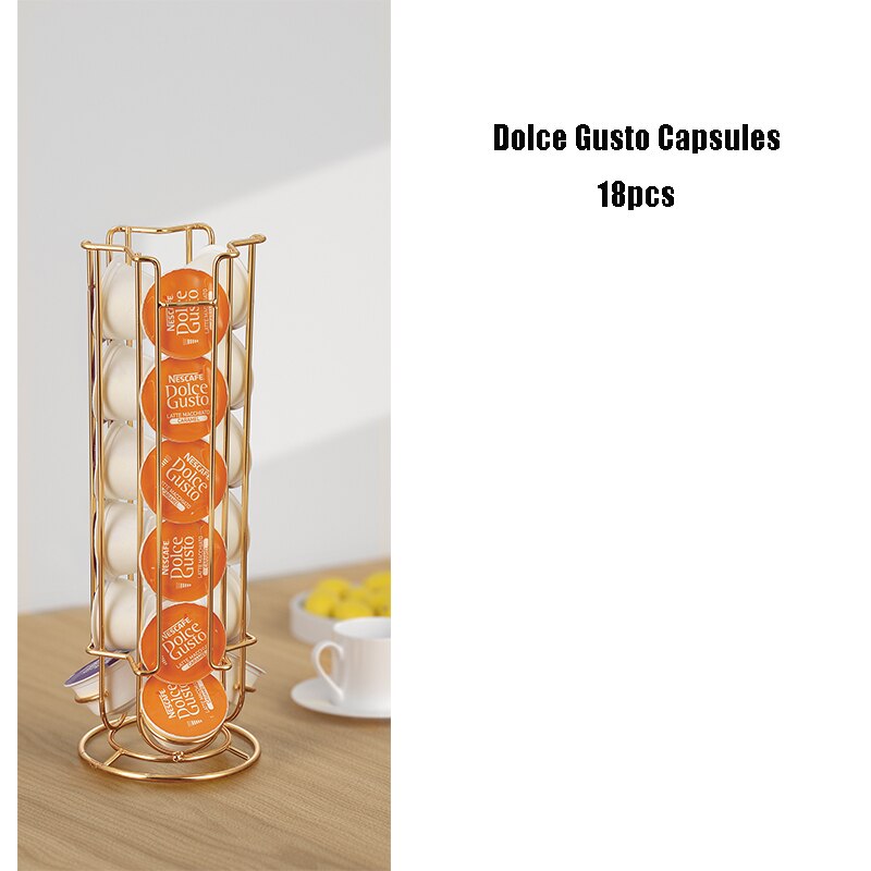 Dolce Gusto Koffie Capsule Rack Houder Organizer Voor 24/32 Pods 360 Draaibare Standaard Koffie Station Voor Keuken Of Kantoor: 18Dolce gusto Gold