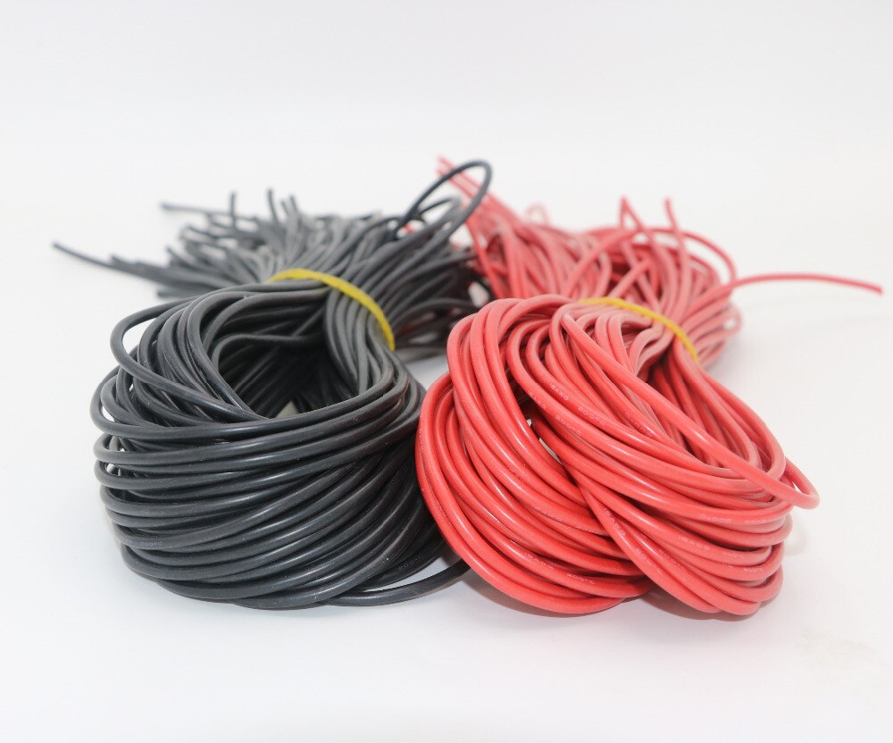 10 Meter/partij Draad Siliconen 10 12 14 16 18 20 22 24 26 Awg 5M Rood En 5M Zwarte Kleur Voor Esc Motor Batterij