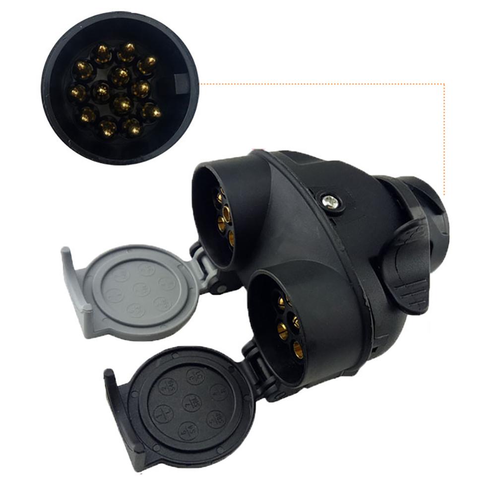OLOMM 13 Pin To 7 Pin Double-head Connector RV Trailer Power Connector Plug Socket Connector
