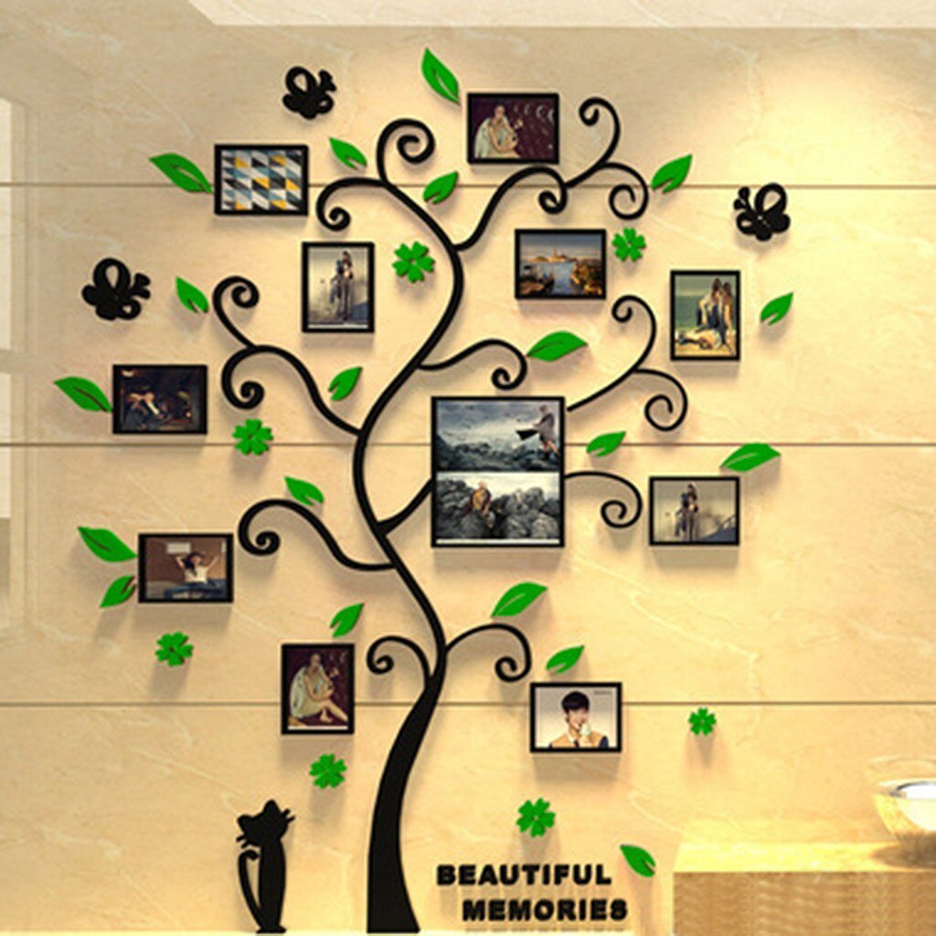 40# 3D DIY Photo Frame Tree PVC Wall Decal Family Sticker Mural Art Home Room Decor Children Baby Photos Picture Frame Decor: B