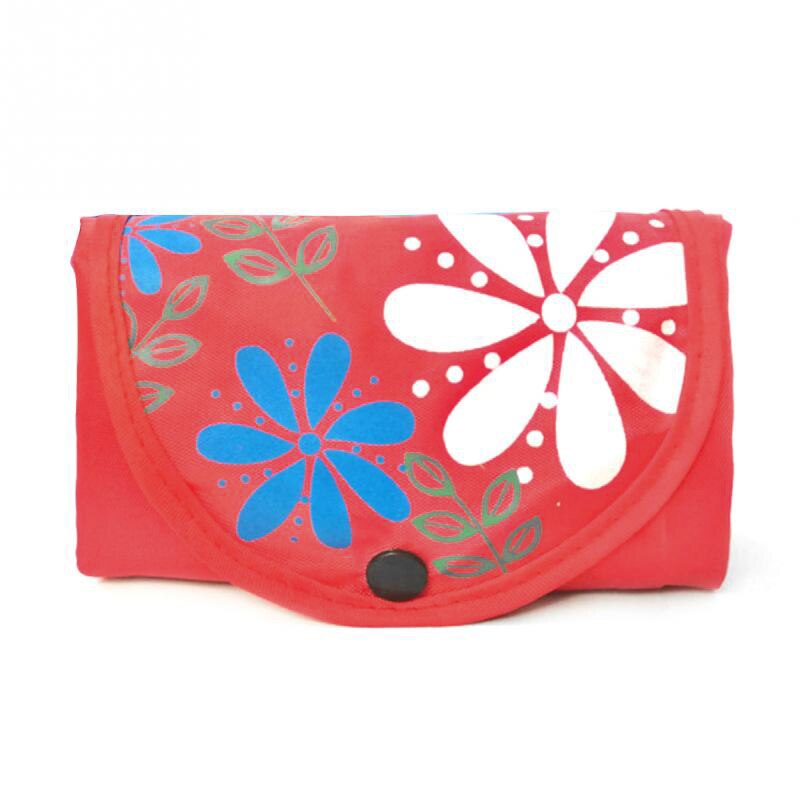 Sac à provisions d'impression de fleur pliant le sac à main réutilisable portatif de tissu d'oxford réutilisent les sacs d'épicerie d'organisation à la maison: Rouge