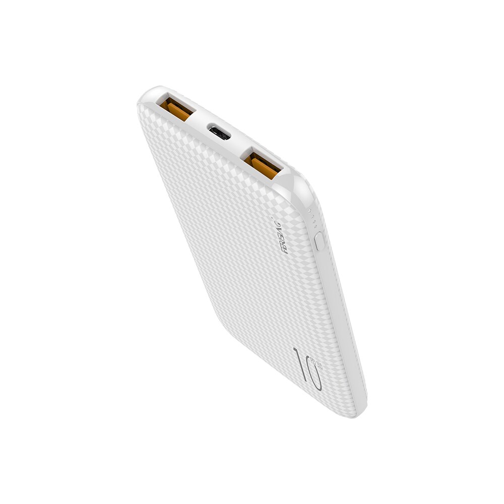 Powerbank pd com duas entradas usb + tipo c, carregador portátil para bateria externa qc 10000 4.0 mah para xiaomi: White