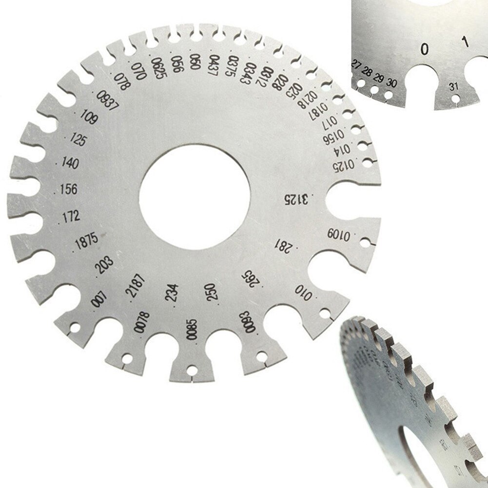 Awg swg dikte draagbare hoge nauwkeurigheid roestvrijstalen meetinstrument diameter zilveren lasinspectie 0-36 ronde draadmeter