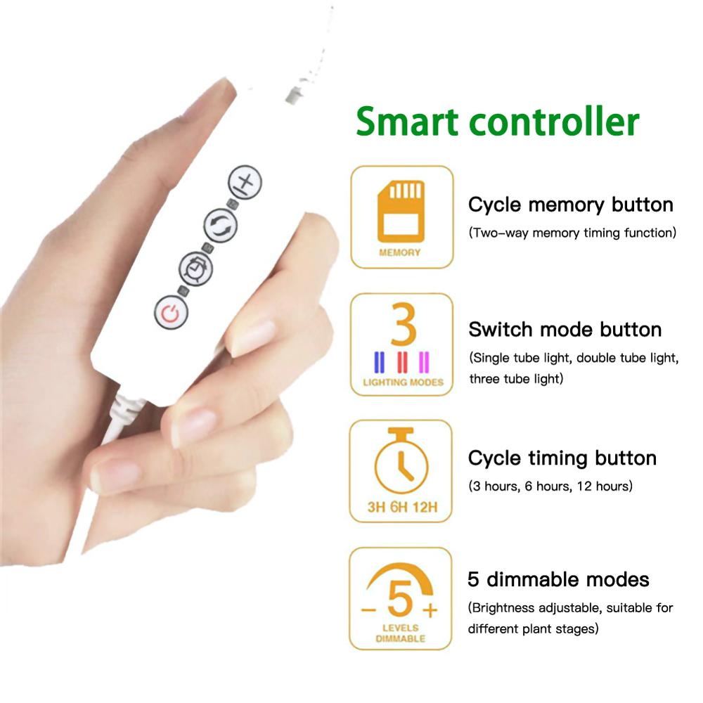 Luz LED de relleno para crecimiento de plantas suculentas, luz de relleno con 7 clips para el crecimiento de plantas