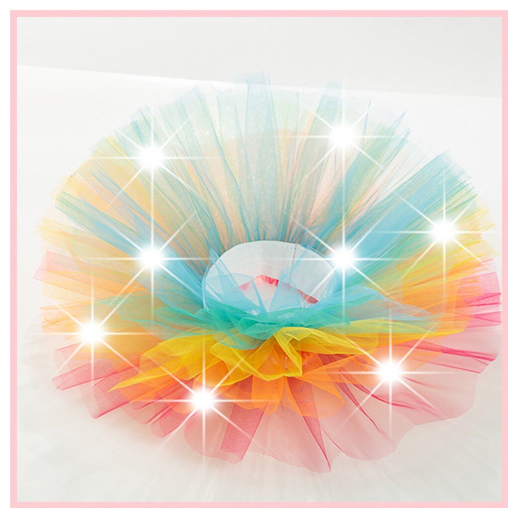 1PC Cartoon Leuke LED Licht Meisje Kids Kleding Ster Tutu Rok Prinses Christmas Party Tutu Tulle Stage Dance rok