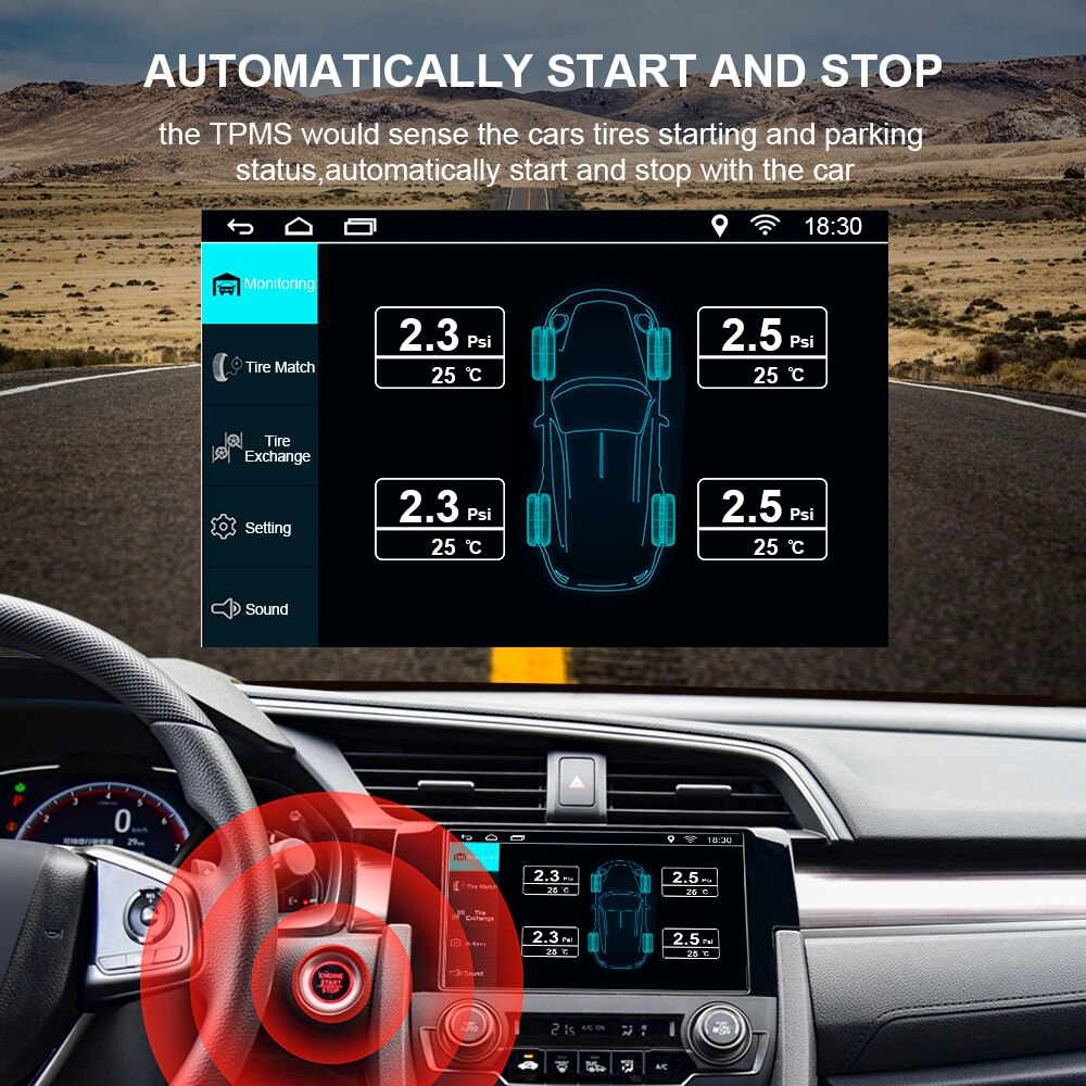 Android Tpms 4 Interne Externe Sensoren Usb Tpms Snesor Voor Auto Radio Dvd Gps Navigatie Speler Bandenspanningscontrolesysteem