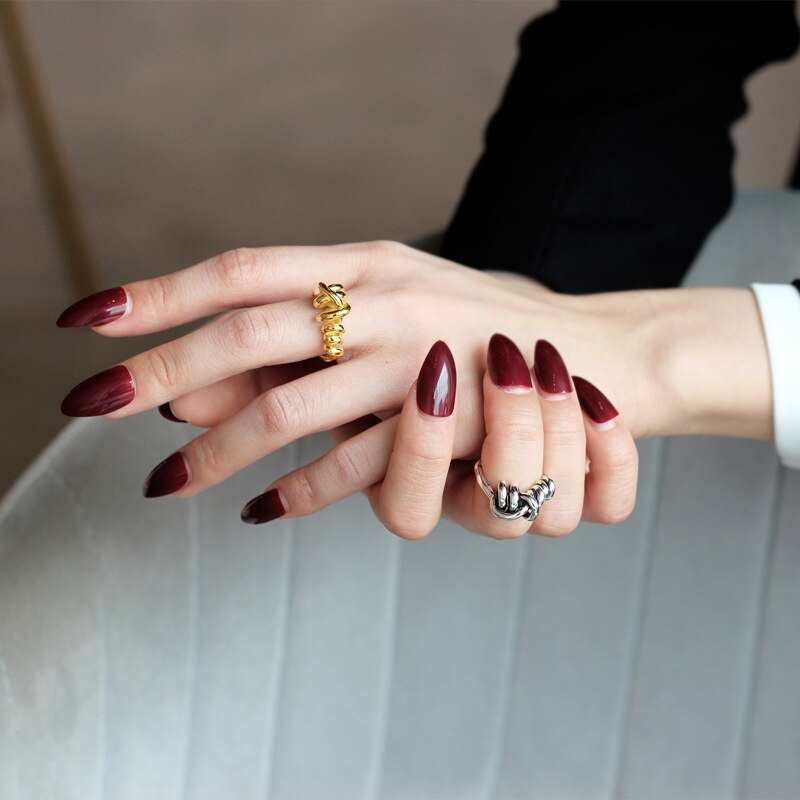 Silvology 925 sterling silver oregelbundna rep knut ringar garn väv lager tjocka japan korea ringar för kvinnor fashionabla smycken