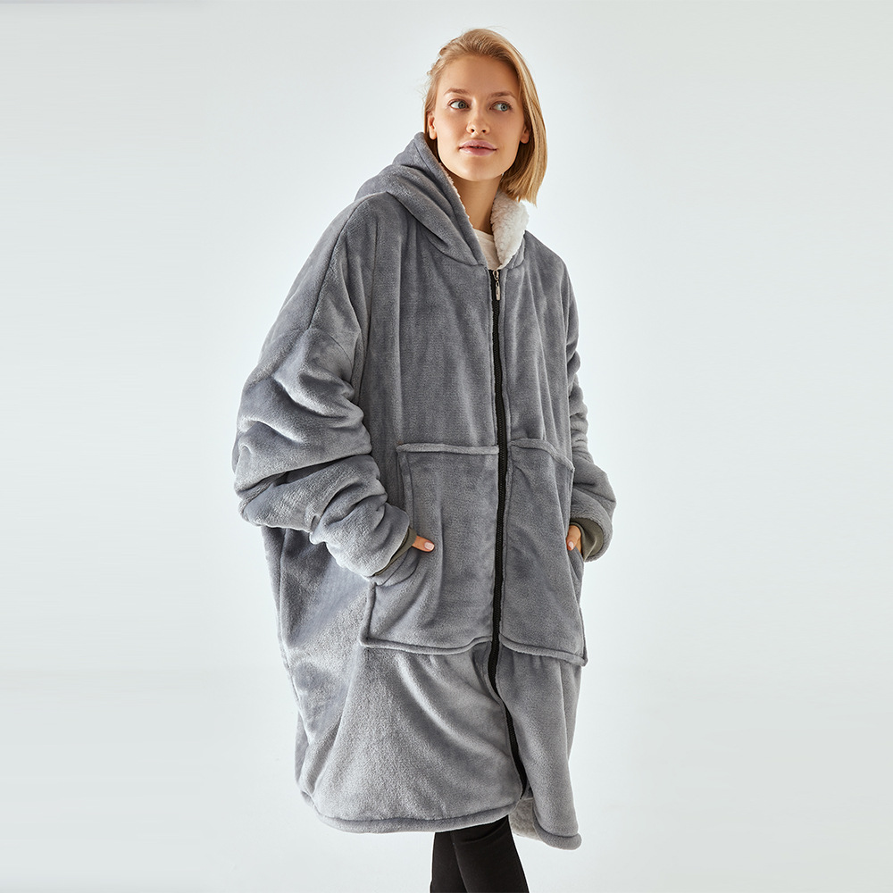 Peignoir doux et à capuche pour femme, vêtements épais à fermeture éclair, vêtements de nuit Homerobe