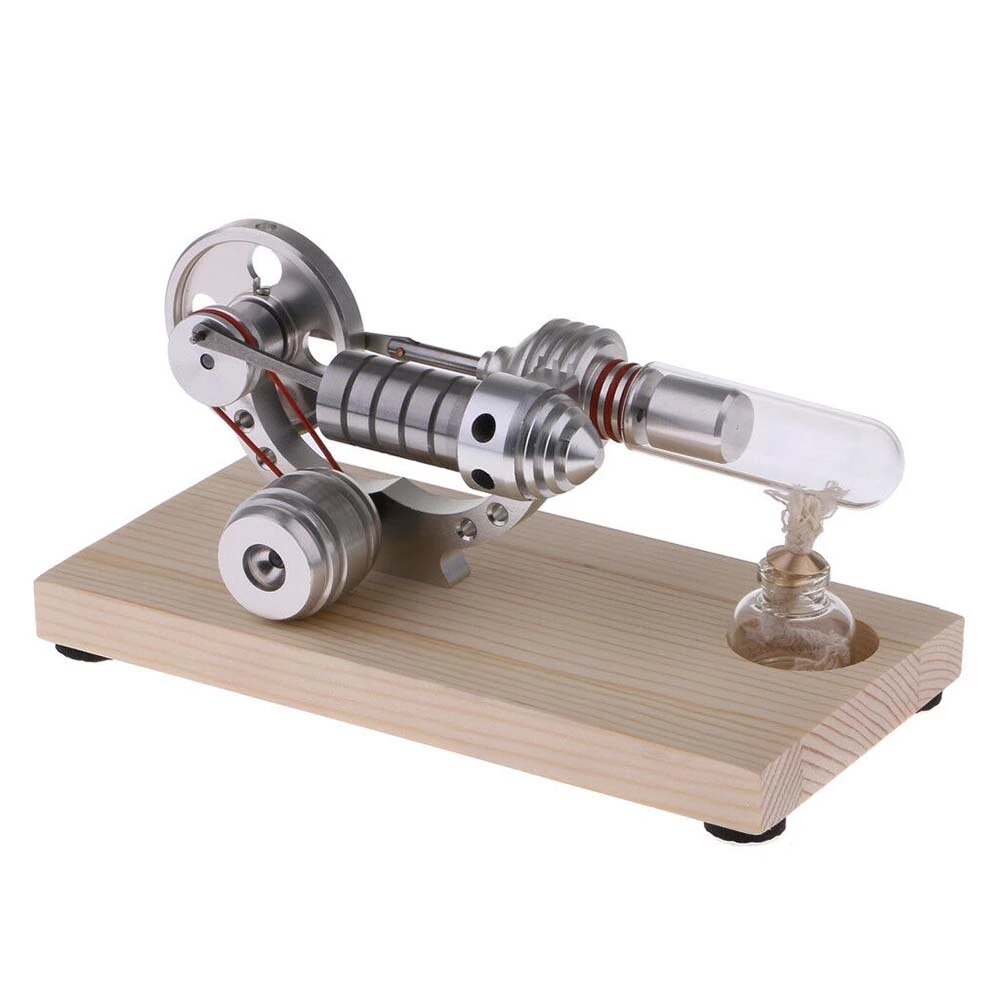 Aibecy Mini Air Stirling Engine Motor Model Electricity Generator Wooden Base Physics Science Educational Toy