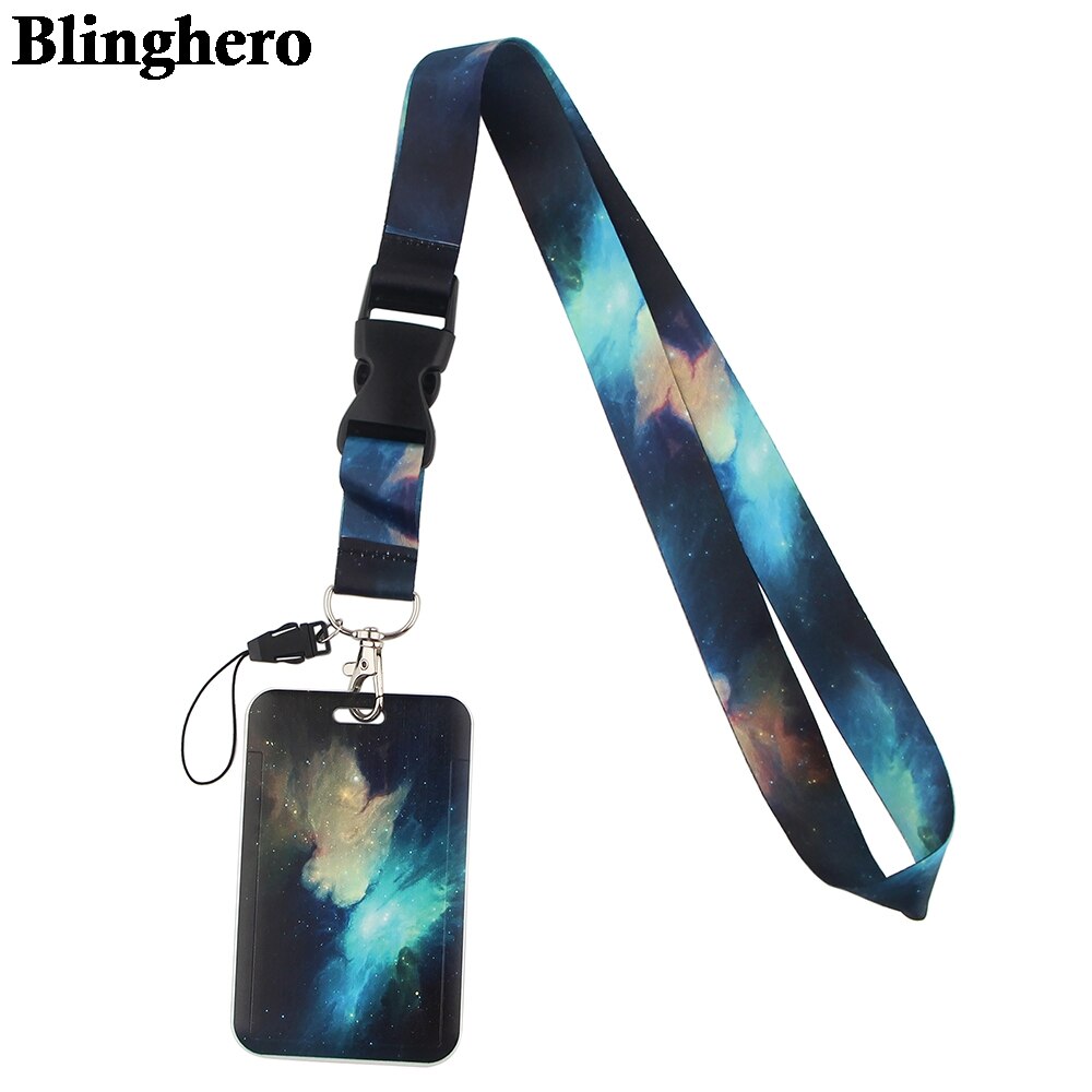 CB431 Starry Sky Art Lanyard Card Holder Student Hanging Neck Phone Lanyard Badge Subway Access Card Holder Office Accessories