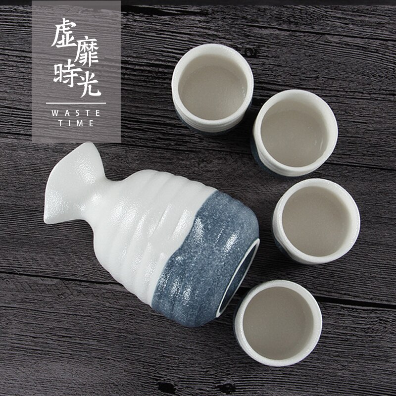 Bouteille de saké japonaise en céramique émaillée flocon de neige, pot chaud à vin, plateau, fiole en poterie, tasses, service à saké, service à vin blanc chinois