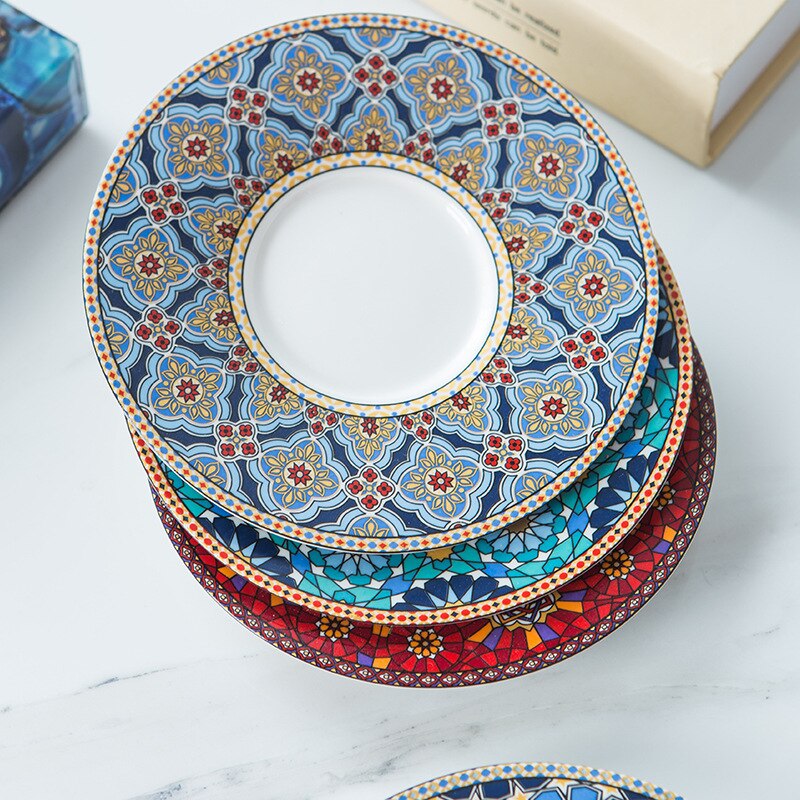 Tasse à café marocaine en céramique, petite tasse et soucoupe de luxe, Style européen, maison, thé, fleur