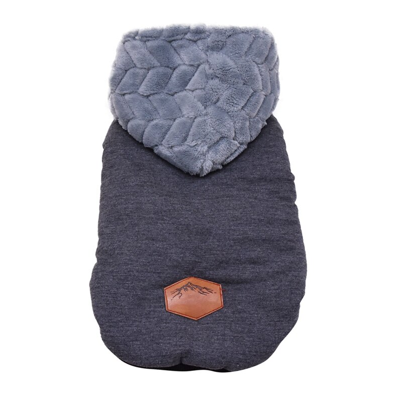 Hond Katoen gevoerde Hooded Effen Kleur Vest Verdikking Jas Puppy Jassen Herfst Winter Jas Jumpsuit Voor Kleine Medium hond: Grijs / M