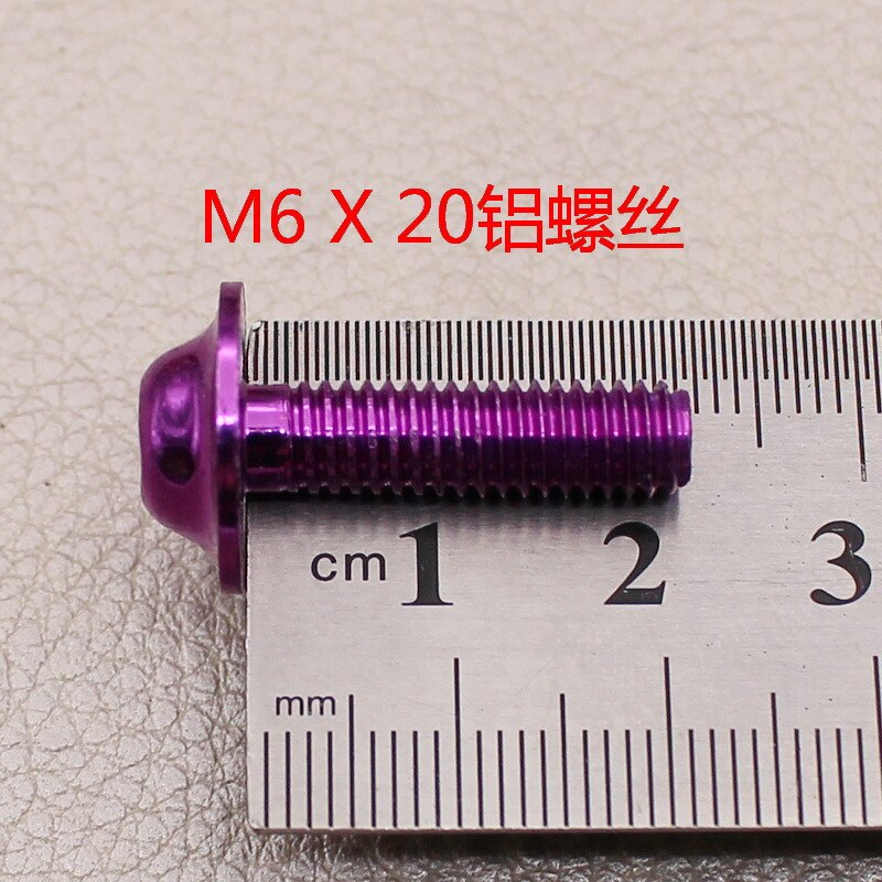 10 kpl  m6 x 20 universaali värikäs tarra metalli pitbike tarvikkeet yamaha moottoripyörille ruuvi alumiini 6mm moto sarja mutterit pultti: 10 kpl violettia