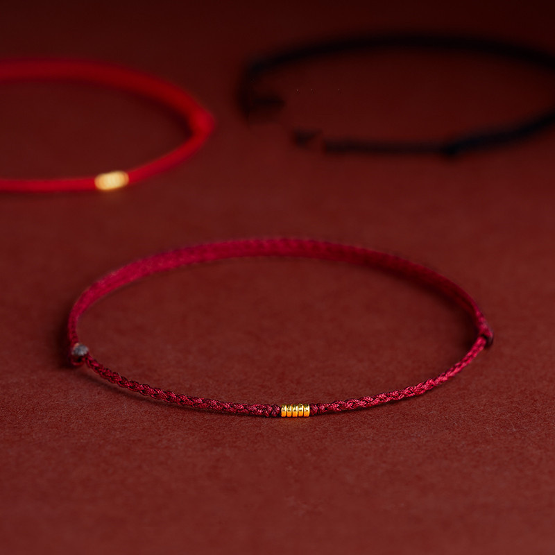 Handgemachte Gold Farbe Perlen verrotten Seil Glück Armreifen Länge Einstellen Kreis Charme Armbänder für Frauen Männer Liebhaber