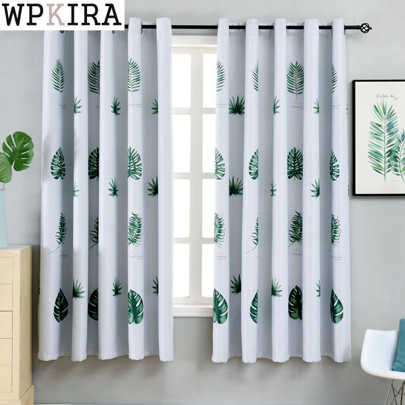 Banana leaf short Pastoral semi shading curtains for Living Room /Kitchen/Bedroom /Window short curtains finished PC014&30