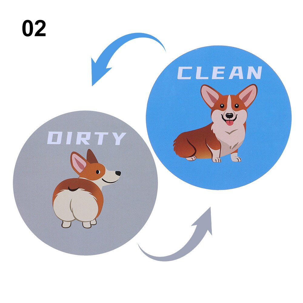 1PC Double Sided Dishwasher Fridge Magnet Reusable Clean Dirty Sign Household Home Living Bamboo Home Decor Magnetic Sticker: 02