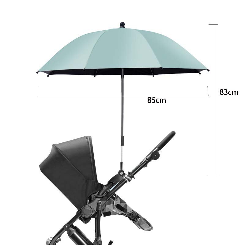 Universal Baby Stroller Folding Umbrella UV Protection Rainproof Infant Stroller Cover Umbrella 360 Degrees Adjustable Sunshade: 85cm Green