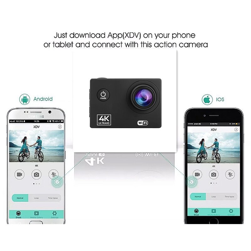 Aktion Kamera 4K/60FPS WIFI 24MP Ultra HD Mini Helm Nocken mit 2,0 Zoll IPS Sn WiFi Wasserdicht Sport Kamera