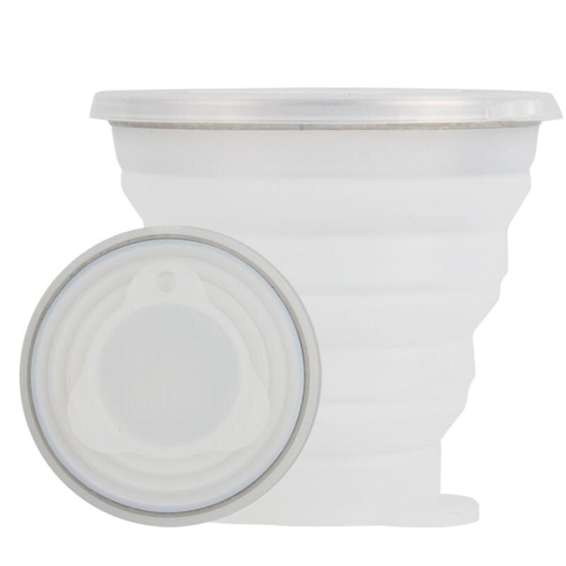 270mL Portatile Pieghevole Del Silicone Tazza di Corsa Esterna di Campeggio di Picnic Retrattile Ultra-sottile Tazza di Bere Pieghevole Tazze di Acqua: WHITE