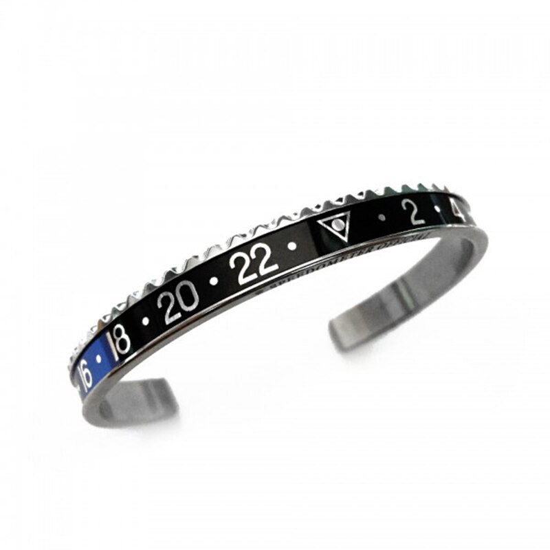 Bransoletka mankietowa ze stali nierdzewnej 12 kolorów w kolorze srebrnym ST01: steel-blue-black