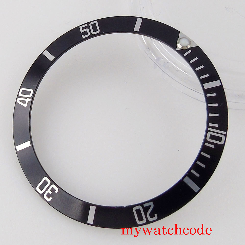 38mm Black Aluminum Alloy Bezel Insert For 40mm Mens Watch Wristwatch Parts