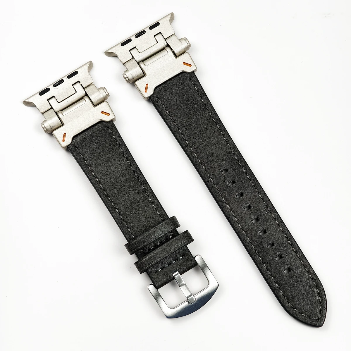 Lederen band voor Apple Watch Ultra 2 Band 49 mm 3 2 1 42 mm Armband voor Iwatch Series 10 46 mm 9 8 7 6 SE 5 44 mm 45 mm horlogeband: BLACK WHITE / 19mm