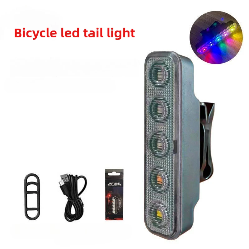 Fahrradrücklicht mit blinkfunktion, 5 leds, usb-aufladbar, ipx5 wasserdicht, mountainbike-rücklicht, fahrradzubehör