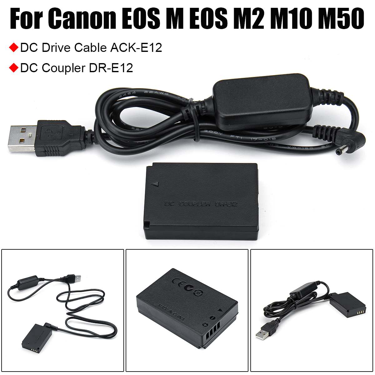 5V 2.4A Drive ACKE12 ACK-E12 CA-PS700 Usb Kabel Adapter + LP-E12 DR-E12 Dc Koppeling Voor Canon Eos M M2 m10 M50 Camera 'S