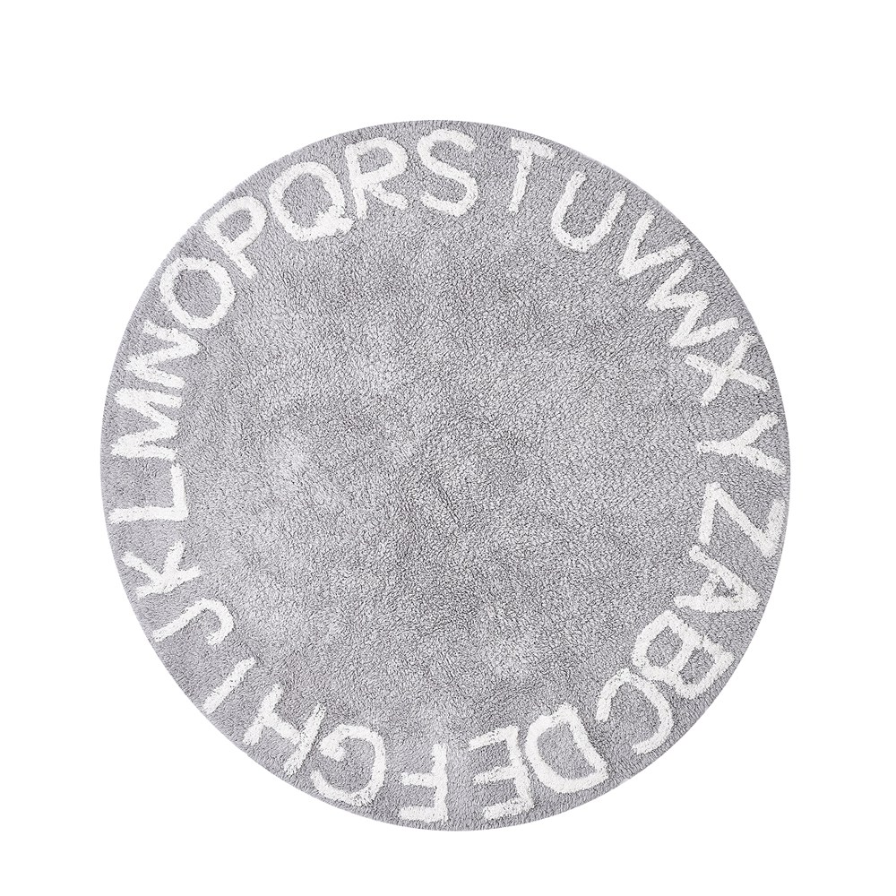 Abc Alphabet Kids Crawling Play Mat - Super Soft Knitting Educational Washable Area Rugs Round 120CM Diameter: Gray