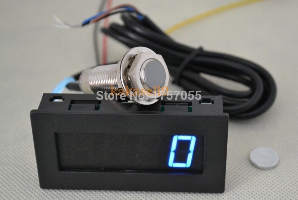 Blauwe Led Toerenteller Rpm Snelheid Meter + Hall Proximity Switch Sensor Npn
