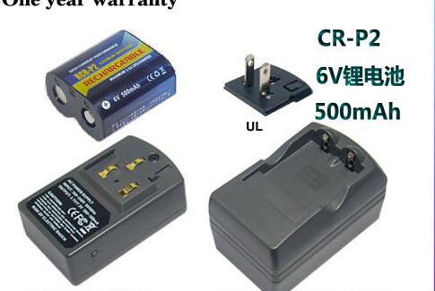 CR-P2( RCR-P2 )Camera battery+ charger CRP2 P2 6V 500mah Rechargeable lithium battery batteries Charging suit