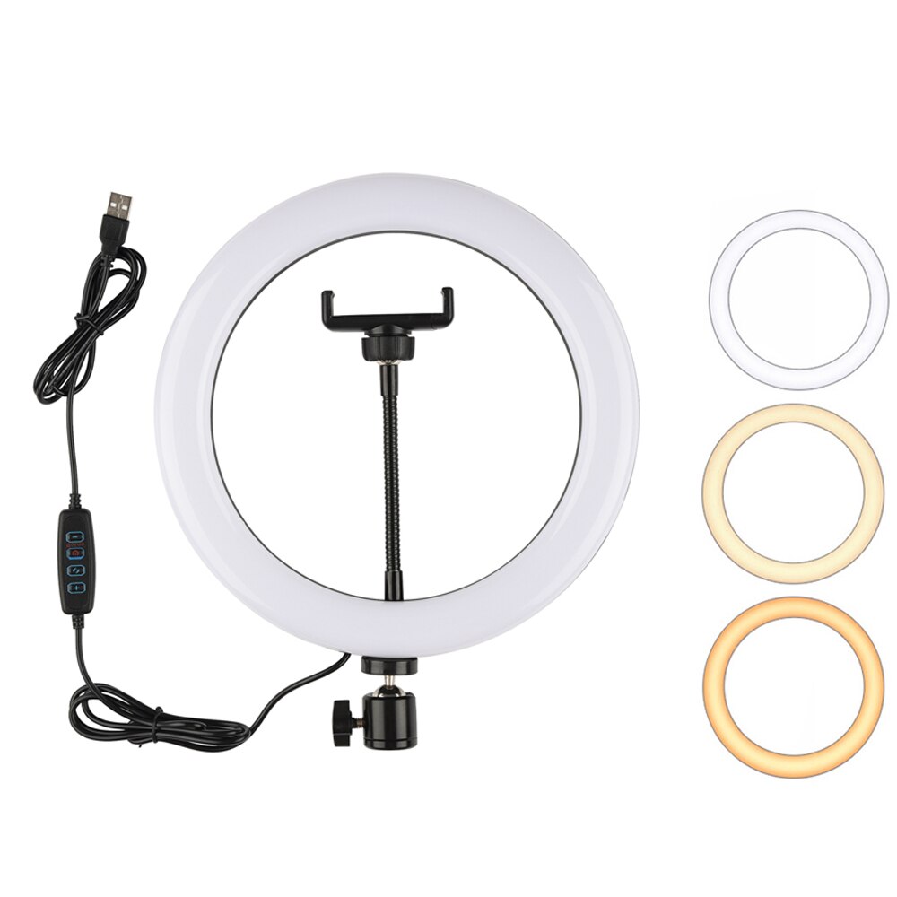 Fotografie Led Selfie Ring Licht 10 Inch Usb Dimbare Camera Telefoon Studio Ring Lamp Met Telefoon Houder Voor Make Video live