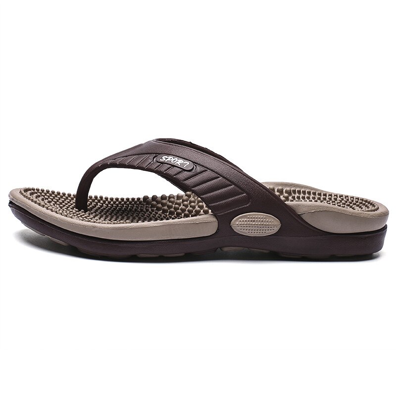 Flade sko mænds sandaler klipklapper mænd hjemmesko sommer skridsikre udendørs lys afslappet strand mænd sandaler hjemmesko: Khaki / 8